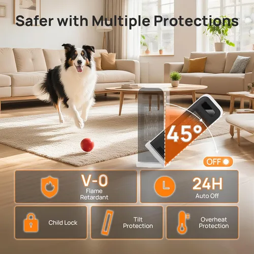 Miniatura 3 de FLANUR Calentadores de espacio para uso en interiores, calentador eléctrico portátil inteligente con termostato, WiFi y control de voz, temporizador