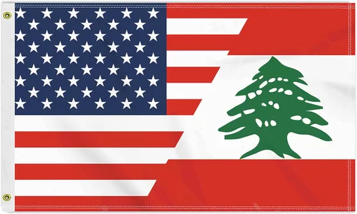 Bandera de Líbano de Estados Unidos de 3 x 5 pies, gran pancarta libanesa de Estados Unidos 150D para exteriores, decoración americana de impresión