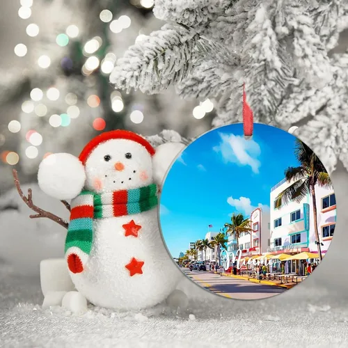 Miniatura 3 de Adornos de Navidad de California Estados Unidos, paisaje urbano de Los Ángeles, adornos de árbol de Navidad, adornos de Navidad personalizados