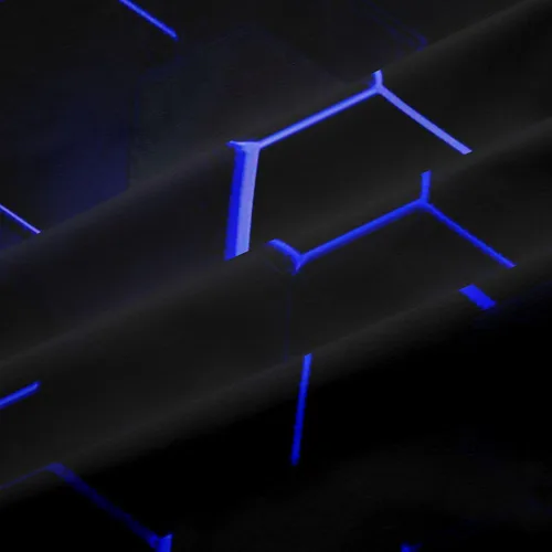 Miniatura 6 de Manfei Cortinas opacas negras de panal de abeja con luces de neón azul real, tratamientos de ventana con estampado geométrico hexagonal, decoración
