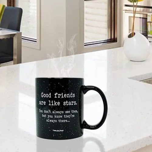 Miniatura 3 de Funny Guy Mugs Good Friends Are Like Stars Taza de café de cerámica – 11 oz – Taza de café divertida ideal para mujeres y hombres – Divertida taza
