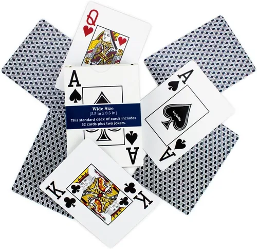 Miniatura 3 de Baraja azul individual, tamaño ancho, índice Jumbo, naipes recubiertos de plástico por Brybelly