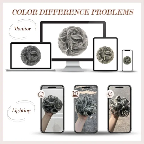Miniatura 6 de FESHFEN Piezas de pelo de moño desordenado - Extensiones grandes de coleta elásticas onduladas y rizadas, coleteros sintéticos para chignon