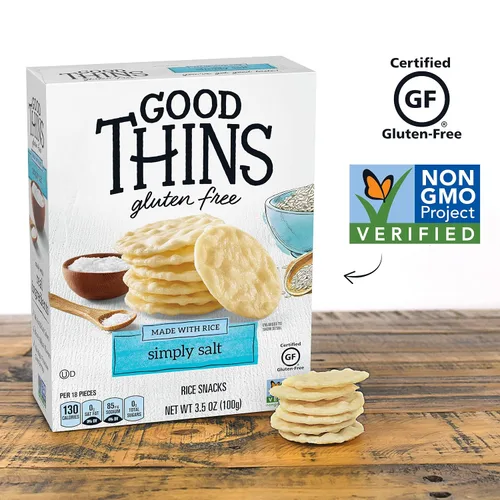 Miniatura 3 de Good Thins Galletas de arroz simplemente saladas sin gluten, 3.5 onzas (Paquete de 3)