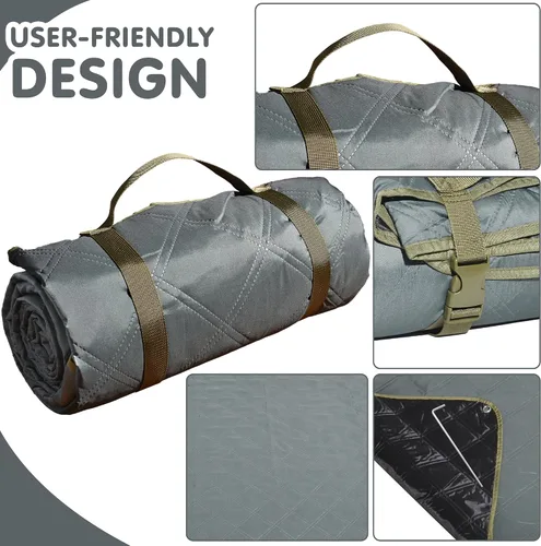 Miniatura 5 de Manta de picnic impermeable de 80 x 60 pulgadas, portátil con correa de transporte para alfombra de playa o fiesta familiar al aire libre, camping