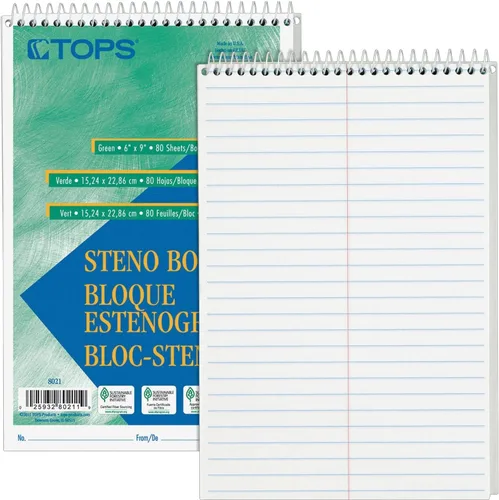 Miniatura 9 de Tops Steno Books, 6 x 9 pulgadas, regla Gregg, papel tinte verde, 80 hojas, paquete de 12 (8021)
