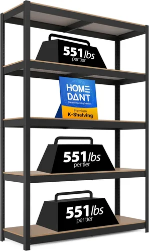 HOMEDANT House - Estantería de metal ajustable de 48.1 pulgadas de ancho y 5 niveles para garaje, estantes de almacenamiento de pie, estantes de