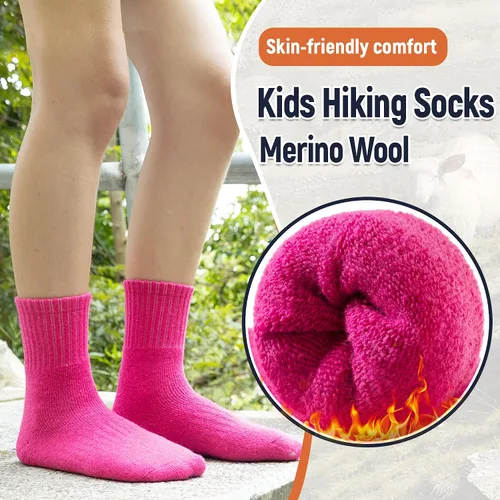 Miniatura 19 de Calcetines de senderismo de lana merino para niños y niñas, calcetines térmicos cálidos para botas de invierno, 6 pares