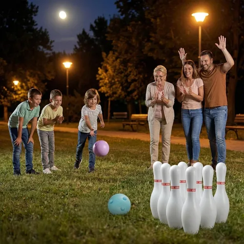 Miniatura 6 de Juego de bolos OceanWings para niños con bolas iluminadas, juego de bolos con 10 bolos y 2 bolas, juegos deportivos divertidos para nietos, niños