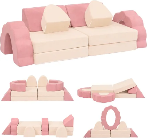 Mini sofá de juegos para niños, sofá modular de espuma de flores, sofá convertible suave con funda lavable, muebles de escalada de interior para