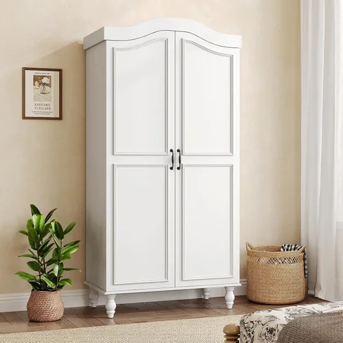 Miniatura 10 de Armario Ropero Arqueado con 4 Puertas, Gabinete Ropero de Madera de Gran Capacidad de 71" de Alto con 2 Barras para Colgar y 8 Estantes, Gabinete