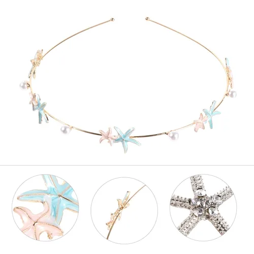 Miniatura 4 de Beaupretty Diadema con diamantes de imitación para el cabello, accesorios brillantes de sirena para bodas, fiestas y ropa de playa