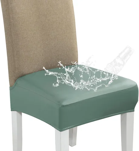 Miniatura 16 de CALBODE Juego de 4 fundas de asiento impermeables para sillas de comedor con funda elástica de tela jacquard, fundas extraíbles y lavables