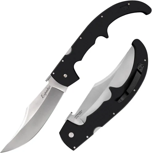 Cold Steel Espada AUS10A - Cuchillo plegable de bolsillo táctico con cuchillas ultraafiladas de acero negro mate G-10 con bloqueo Tri-Ad