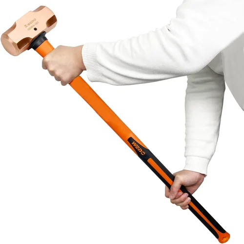 Miniatura 27 de WEDO Juego de martillo de trineo de cobre de 3 piezas, 3 lb+4 lb+5 libras, mango de fibra de vidrio, forja, resistente a la corrosión, estándar DIN