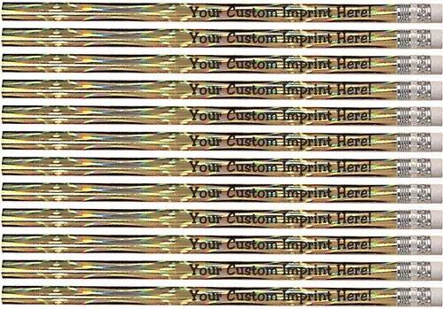 Miniatura 7 de Express Pencils™ Lápices personalizados – Redondo – Tema láser – Impreso personalizado con tu mensaje, texto o logotipo, paquete de 12 – plateado