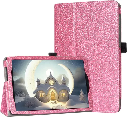 Miniatura 8 de Caweet Funda para TCL Tab 8 - Ultra Ligero Slim Hard Back Shell Tri-Fold Stand Cover Glitter Pink Purpurina rosa-1