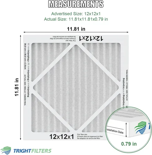 Miniatura 2 de TRIGHTFILTERS 12x12x1 Filtro de aire 4 paquete, MERV 8 Filtros de aire plisados de defensa contra el polvo de reemplazo para aire acondicionado HVAC