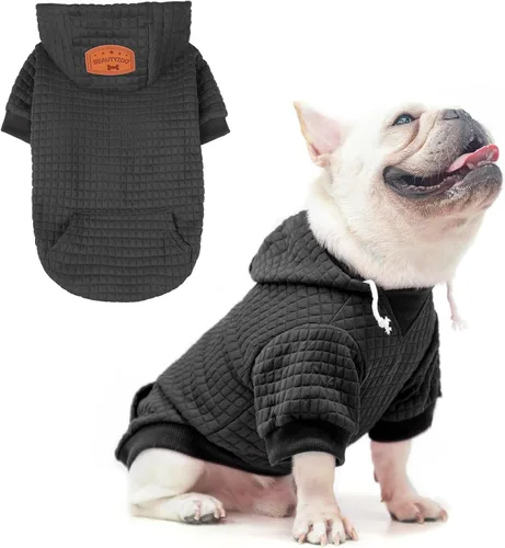 Miniatura 79 de BEAUTYZOO Sudadera con capucha para perro pequeño con bolsillos, ropa para perros pequeños y medianos, niño y niña, abrigos de algodón laminado tipo