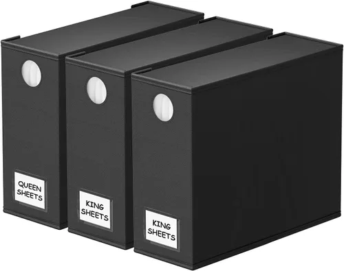 Miniatura 15 de SpaceAid Paquete de 8 Organizadores y Almacenamiento de Sábanas de Cama, Organizador de Sábanas Plegable para Armario de Ropa Blanca, Carpeta Beige