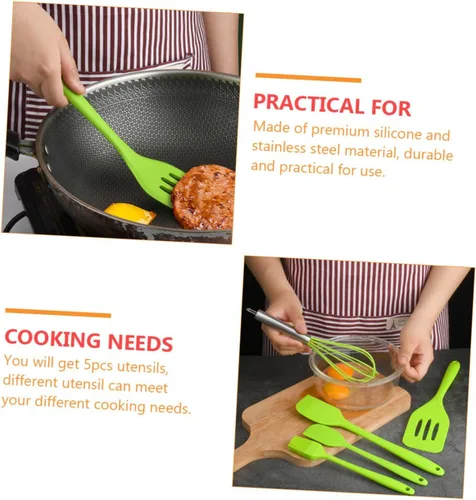 Miniatura 9 de Juego de utensilios de cocina de silicona, resistentes al calor, antiadherentes, con espátula, espátula, raspadores para hornear y cocinar