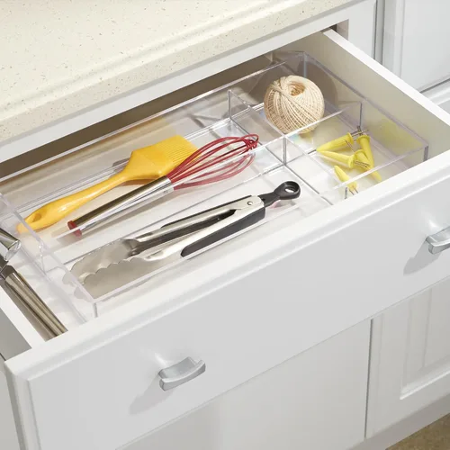 Miniatura 2 de Organizador Clarity de InterDesign para tocador, adecuado para cosméticos y productos de belleza, 8 x 12 x 2 pulgadas, transparente