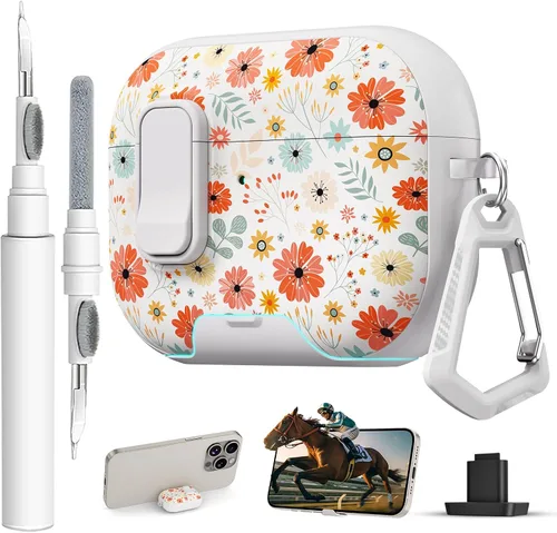 Miniatura 12 de Funda para AirPods Pro 3 con cerradura, textura de piel TPU duradera, antipérdida y a prueba de golpes, accesorios con kit de limpieza en llavero