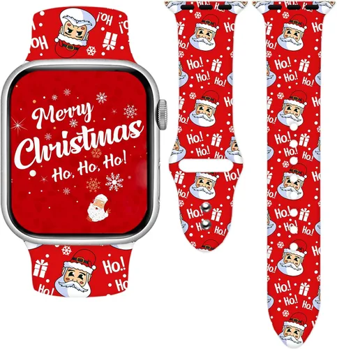 Miniatura 30 de Holidays - Correa de reloj compatible con Apple Watch de 38, 40, 41, 42, 44, 45 y 49 mm para mujeres y hombres, correa deportiva de silicona suave