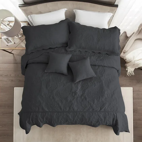 Miniatura 3 de HZ & HY Colcha extragrande King de 138 x 122 pulgadas, extra ancha, juego de ropa de cama acolchado, edredón ligero y delgado, reversible, lujoso, 5