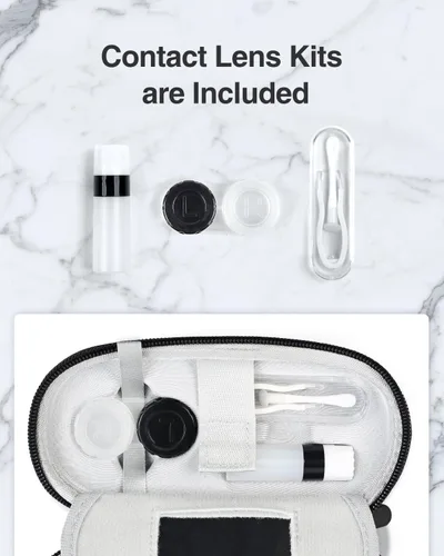 Miniatura 2 de Luxtude Estuche para Lentes de Contacto, Lindo Estuche para Gafas y Lentes de Contacto 2 en 1, Espejo Incorporado y Pinza y Botella de Solución