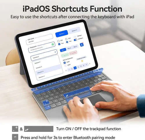 Miniatura 7 de Funda táctil para iPad de 10.ª generación con teclado (10.9", 2022) y iPad 11 (A16, 2025): Funda con soporte magnético dividido, panel multitáctil