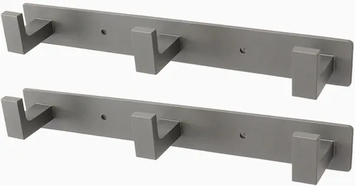 Miniatura 19 de Perchero, 6 Ganchos Triples de Acero Inoxidable Resistente, Ganchos de Pared Montados en la Pared, Barra de Ganchos Rústica para Ropa/Llaves