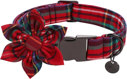 Miniatura 13 de DOGWONG Collar de Navidad para perro con corbatín, collar de perro de Papá Noel rojo, suave, duradero, ajustable, de algodón, para perros pequeños