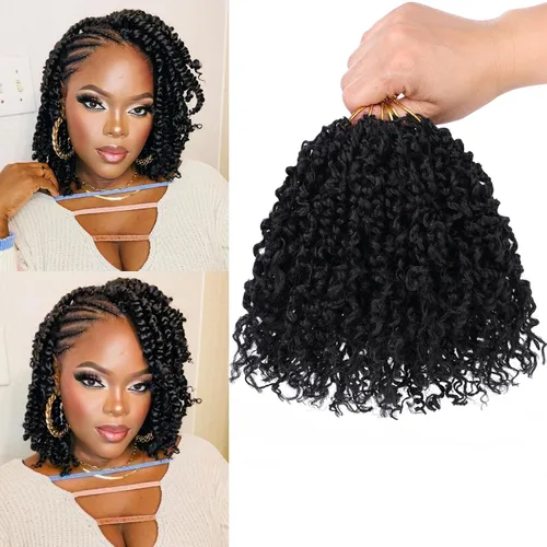 Unionbeauty - Paquete de 8 trenzas de ganchillo Yanky Twist de 6 pulgadas, 8 paquetes, color negro natural, micro Passion Twist, extensiones de