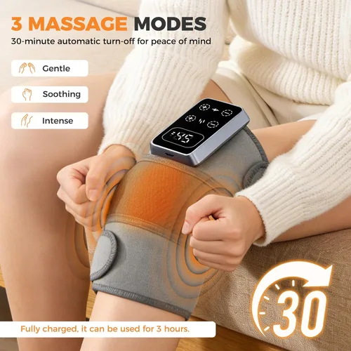 Miniatura 4 de YAZHI Masajeador de rodilla inalámbrico para aliviar el dolor, rodillera eléctrica con calefacción, 5 niveles de calor y 3 modos de masaje, regalos