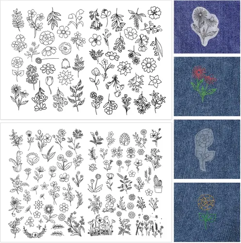 Estabilizador soluble en agua para patrones de flores, 122 patrones de bordado para pegar y coser, papel de bordado para pegar y coser para los