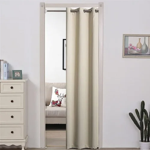 Miniatura 7 de Cortina blackout con diseño de ondas a rayas con ojales para ventana y puerta, cortinas térmicas para puertas, 1 panel