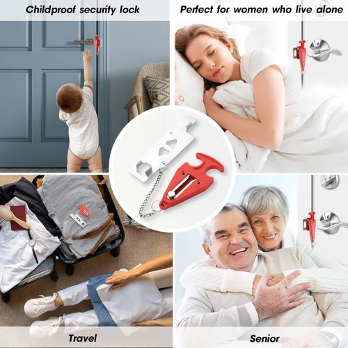 Miniatura 8 de Cerradura de puerta portátil mejorada para el hogar, cerraduras de bloqueo de viaje para seguridad y privacidad adicionales, perfectas para viajes