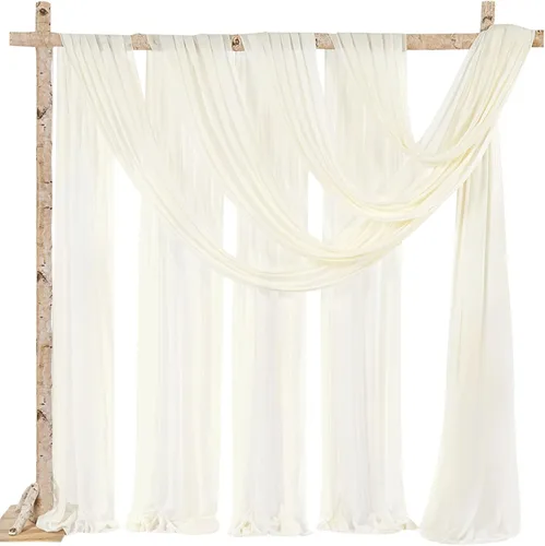 Miniatura 12 de Cortinas de boda con rosas polvorientas, 2 paneles de 6 yardas, cortinas de fondo transparentes para despedida de soltera, arcos de boda
