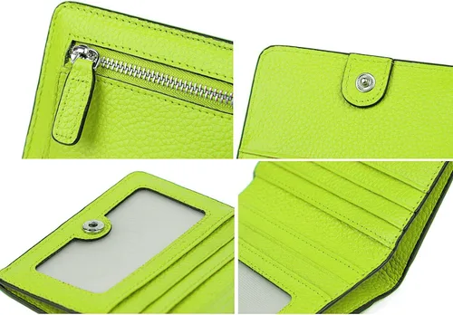 Miniatura 7 de BIG SALE-AINIMOER billetera de bolsillo pequeña con cremallera, plegable, compacta de cuero con bloqueo por identificación por radiofrecuencia