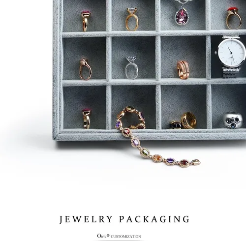 Miniatura 4 de Oirlv - Bandejas de terciopelo apilables para joyas organizador de joyas bandejas de almacenamiento