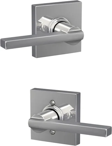 Miniatura 36 de Schlage F10 LAT 626 CEN Latitude - Manilla de puerta con moldura Century, cerradura de paso para pasillo y armario, cromo satinado