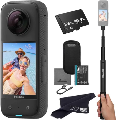 Insta360 X3 - Cámara de acción 360 impermeable con sensores de 1/2 pulgada de 48 MP, video HDR 360 de 5.7K, foto 360 de 72 MP, lente única 4K, modo