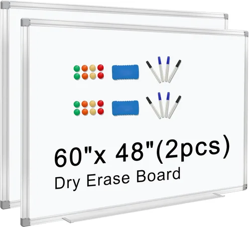 Miniatura 8 de H-Qprobd Pizarra de borrado en seco para presentación de aluminio para pared, pizarra blanca magnética con bandeja larga para bolígrafos, pizarra