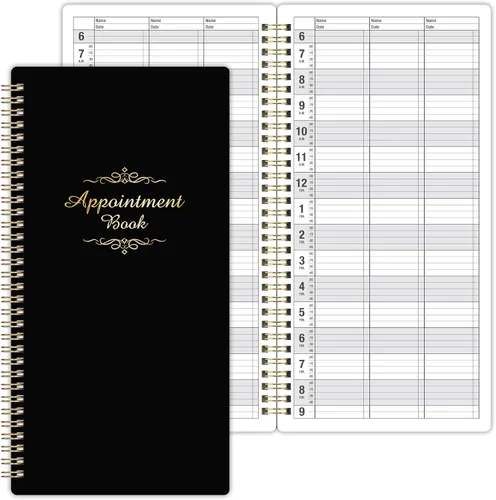 Libro de citas de salón – Incrementos de 15 minutos, 3 Cols, 200 páginas, 6.1 x 11.54 pulgadas, 6 AM - 9 PM, planificador diario y por hora sin