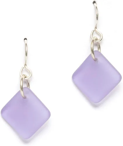 Miniatura 7 de Delicate Diamond Sea Glass Earrings, Beach Glass Earrings for Women by EcoSeaCo, using sustainable, recycled and repurposed material. Handmade