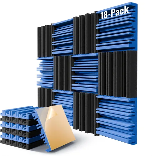 Miniatura 14 de Paquete de 12 paneles de pared insonorizados, paneles de espuma acústica de 12" x 12" x 2" para paredes, panel insonorizante autoadhesivo, paneles