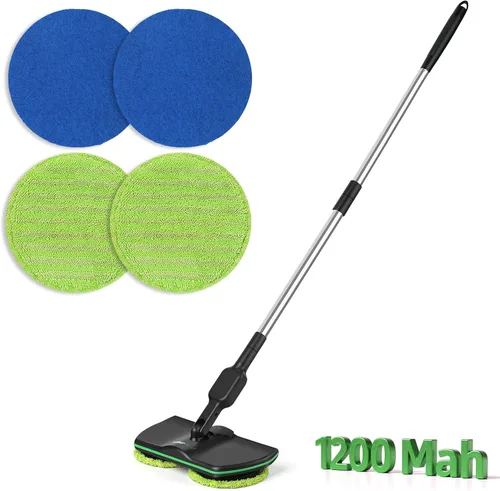 Miniatura 7 de Trapeador eléctrico giratorio, almohadilla de limpieza máxima de 13 pulgadas, trapeador eléctrico inalámbrico, limpiador de piso laminado