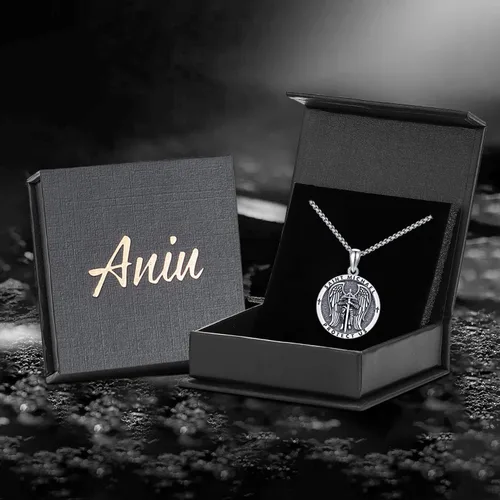 Miniatura 7 de Aniu Collar de plata de ley S925, San Miguel, San Cristóbal, San Benito, San Juda, Crucifijo de Jesús, San Uriel, Arcángel Rafael, San Patricio, San