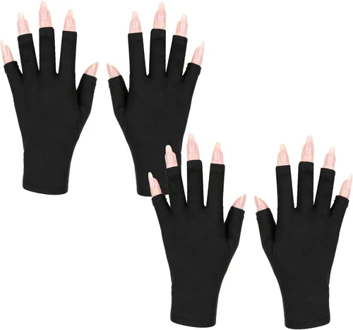2 pares de guantes UV para uñas hidratantes con protección UV sin dedos, guantes para cuidado de uñas e hidratación de manos para lámpara de uñas de